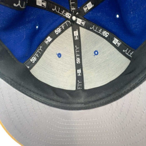 Golden State Warriors New Era NBA Fitted Hat Cap Blue Yellow - Picture 9 of 10